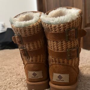 Dream Pairs Tan Knit Buckle Boots
